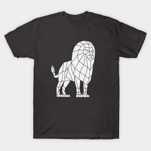 Origami Low Poly Lion on White T-Shirt